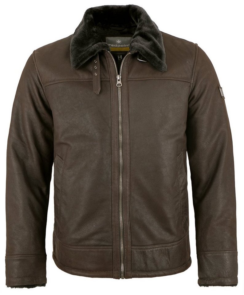 Redpoint Lederjacke Henry/M Redpoint - Herren Echtleder Lederjacke Lammleder Kunstfell braun von Redpoint