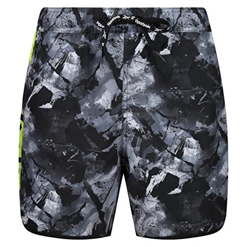 Reebok Herren Badeshorts in grauem Camouflage-Druck, Polyester, schnelltrocknend Badehose, L/XL von Reebok