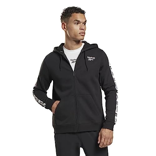 Reebok Herren Ri Tape Fz Hoodie Jacke, schwarz/weiß, XL von Reebok