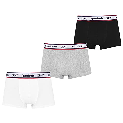 Reebok Men's Herren-Badehose, Barlow, 3 Stück, Schwarz/Grau Meliert/Weiß Boxer Shorts, Black/White/Grey, XL (3er Pack) von Reebok