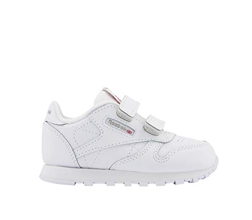 Reebok Unisex Baby Classic Leather 2V Sneaker, White/Carbon/Vector Blue, 21 EU von Reebok