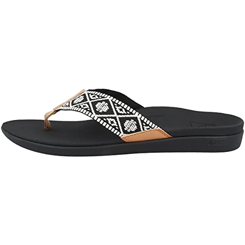 Reef Damen Ortho-Bounce Woven Flipflop, Black/White, 37.5 EU von Reef