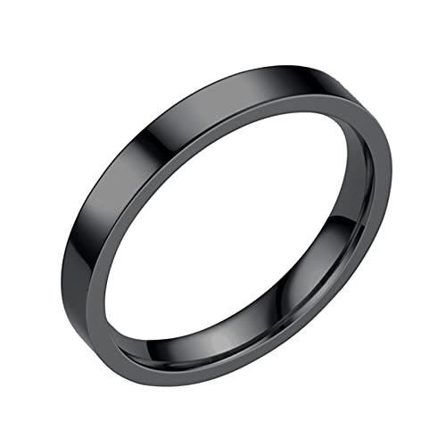 Echt Ringe Für Herren 3MM Edelstahl Massive Ringe Ehering Ringe Für Frauen Ringe Für Männer Glatte Ringe Geometrie Ringe Größe 6 13 D Ringe Für Hundeleine (Black, 11) von Reepetty