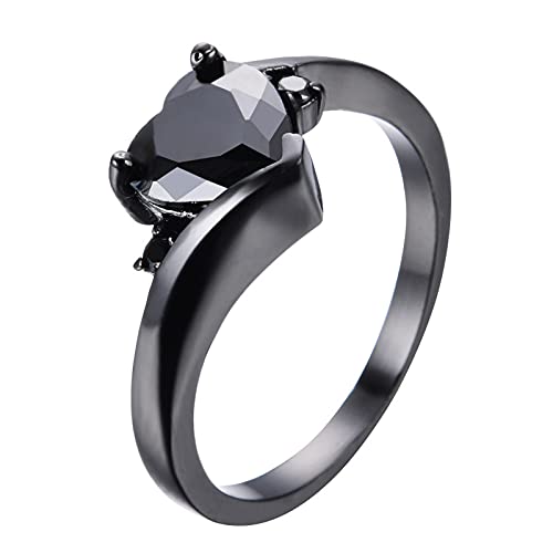 Ringe Putztuch Liebe geformte Frauen Herz Liebe Zirkonia Herzen Accessoires farbenfrohe Ringe Ringe Freundschaftsringe Gravur (Black, 11) von Reepetty