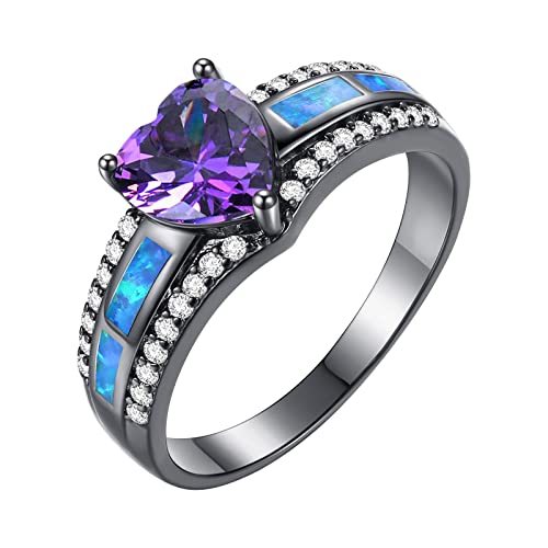 Vorhänge Ringe Wohnzimmer Verlobungs-Rundschliff-Zirkon-Frauen-Hochzeits-Ring-Schmuck-Ringe für Frauen-voller -Damen-Ring Ringen Set (Black, 10) von Reepetty