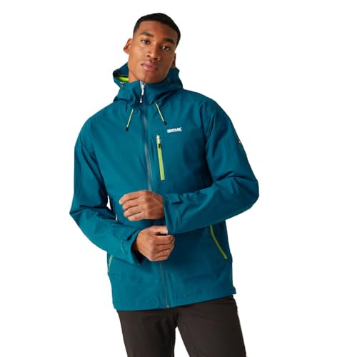 Regatta Herren Men's Waterproof Jacket Okara Jacke, Durchgehender Reißverschluss, wasserdicht, atmungsaktiv, Marokkanisches Blau (Piquant Green), L von Regatta