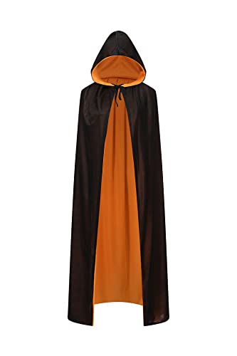 Regenboog Wendbarer Umhang für Damen, Stehkragen, Umhang für Kinder, schwarzer und roter Umhang mit Kapuze, violetter Umhang, Halloween-Weihnachtskostüm, Mit Kapuze, schwarz und orange, 140 cm von Regenboog