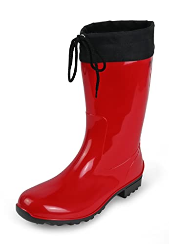 Regenliebe Damen Gummistiefel de Fieselregen Regenstiefel Langschaft, Farbe:rot, Größe:39 EU von Regenliebe