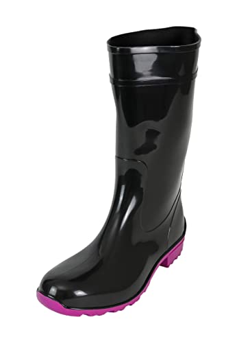 Regenliebe Damen Gummistiefel de Störtregen Regenstiefel Langschaft, Farbe:schwarz/fuchsia, Größe:42 EU von Regenliebe