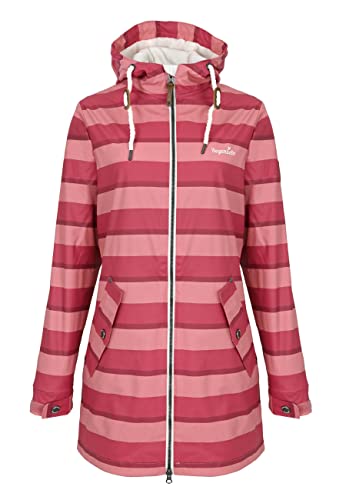 Regenliebe Damen Regenmantel Friesennerz gestreift beere wasserdichte Regenjacke winddichter Regenponcho mit Kapuze, Größe:46 von Regenliebe