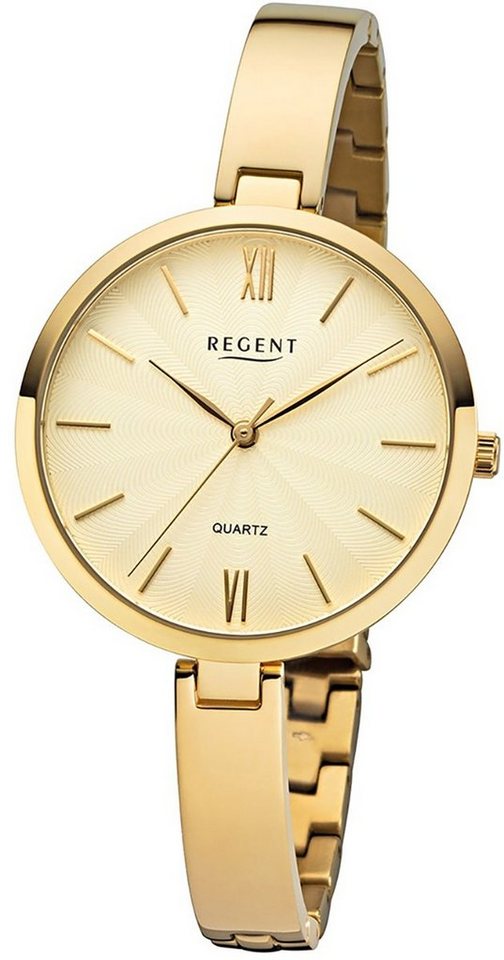 Regent Quarzuhr Regent Damen Uhr F-1146 Metall Quarzwerk, (Analoguhr), Damen Armbanduhr rund, mittel (ca. 34mm), Metallarmband von Regent