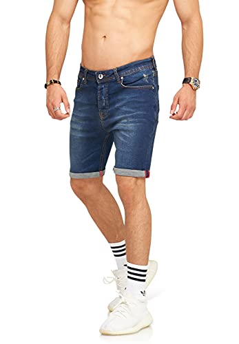 Rello & Reese Herren Shorts Jeansshorts Jeans Kurze Hose JN-1920 [W29, Dunkelblau] von Rello & Reese