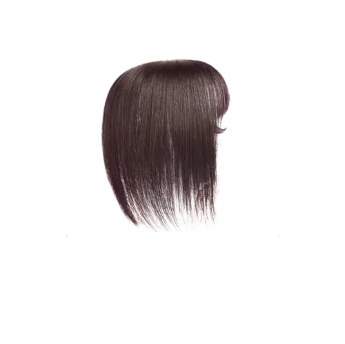 12 * 12 kurzes Echthaar, langes glattes Haar, einteilig, für weißes Haar für Frauen mit dünner werdendem Haar gegen Haarausfall (6 Zoll,Braun handgebunden) von Remanbo