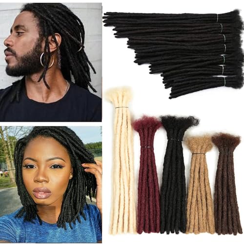 Echthaar-Dreadlock-Perücken, 0,6 cm, für Damen und Herren, Dreadlock-Haarverlängerung (Braun,24 Zoll) von Remanbo