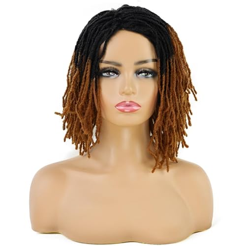 Färben Sie Zöpfe, Dreadlock-Perücken, synthetisch, für Frauen, flechten Sie eine Perücke (Braun schwarz) von Remanbo