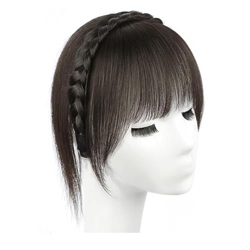 Remanbo Fischgräten-Stirnband mit natürlicher Abdeckung für weißes Haar für Frauen mit Air Bangs gegen Haarausfall (Dunkelbraun,8 * 5 Kopfhand) von Remanbo