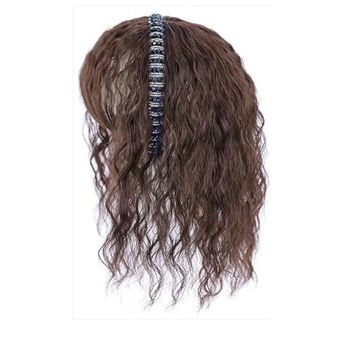 Hochtemperaturfaser, maschinell hergestellt, natürlich, verriegelbar, für Damen, einteilig, drei Clips, Clip-in-Haaraufsätze, Haarteil-Abdeckung, weißes Haar (Hellbraun,25CM) von Remanbo