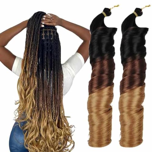 Lose gewellte Häkelhaare, 55,9 cm, lose gewellte Häkelhaare, 55,9 cm, Zöpfe, Dreadlocks für Damen und Herren, Pferdeschwanz, natürliche Hochtemperaturfaser, 150 g (Blau) von Remanbo