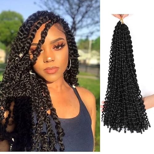 Passion Twist Langes lockiges Haar für Damen, 45 cm, Gewicht 80 g, Synthetik (Schwarz Braun) von Remanbo