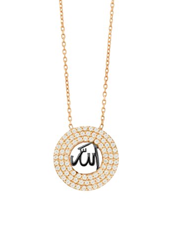 Remi Bijou 925 Sterling Silber - Halskette Anhänger Rund Allah Islam Muslim (Gold) von Remi Bijou