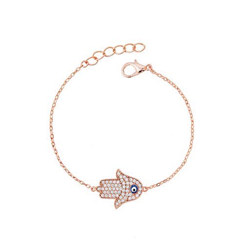 Remi Bijou Armband Armkette Fatimas Hand Rosegold Farbe Zirkonia Strass Fatma eli Buddha Kette Nazar Evil Eye Auge von Remi Bijou