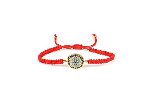 Remi Bijou Elegante Armband Armkette - Türkisches Nazar Boncuk Evil Eye Blaues Auge - verstellbare Länge, rot (Gold) von Remi Bijou