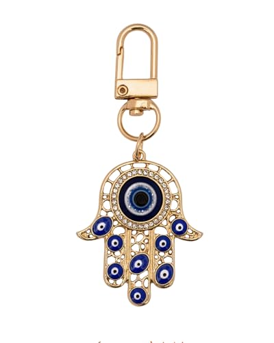 Remi Bijou Schlüsselanhänger - Fatimas Hand Hamsa Nazar Boncuk - Glücksbringer mit Karabinerhaken (Gold) von Remi Bijou