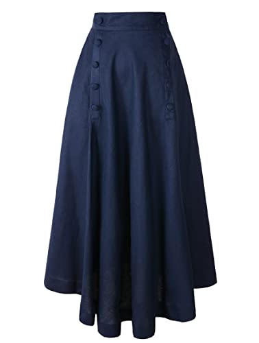 Reminisce Boutique Edwardian Leinenrock Suffragette, Marineblau, 50 von Reminisce Boutique