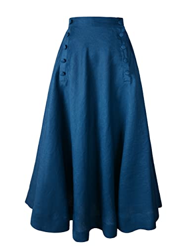 ReminisceBoutique Edwardianischer Leinenrock Suffragette, Blau, 50 von ReminisceBoutique