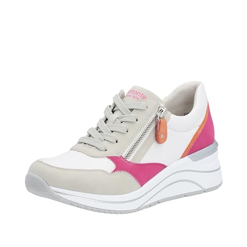 Remonte Damen D0T01 Sneaker, Hellgrau/Weiss/Magenta/Orange / 81, 37 EU Weit von Remonte