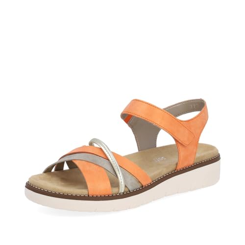 Remonte Damen Riemchensandalen D2058, Frauen Sandalen,lose Einlage,Freizeitschuhe,offene Schuhe,Strandschuhe,Sandaletten,bequem,flach,orange (38),36 EU von Remonte