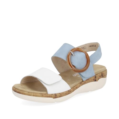 Remonte Damen Riemchensandalen R6853, Frauen Sandalen,lose Einlage,Sommersandalen,flach,Sommerschuhe,Freizeitschuhe,offene Schuhe,blau Kombi (10),38 EU von Remonte