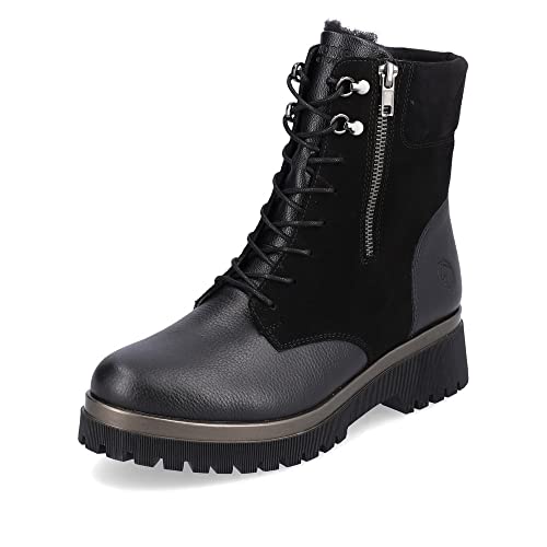 Remonte Damen Schnürstiefeletten D1B73, Frauen Stiefeletten,lose Einlage,gefüttert,stiefel,bootee,booties,halbstiefel,schwarz,43 EU / 9 UK von Remonte