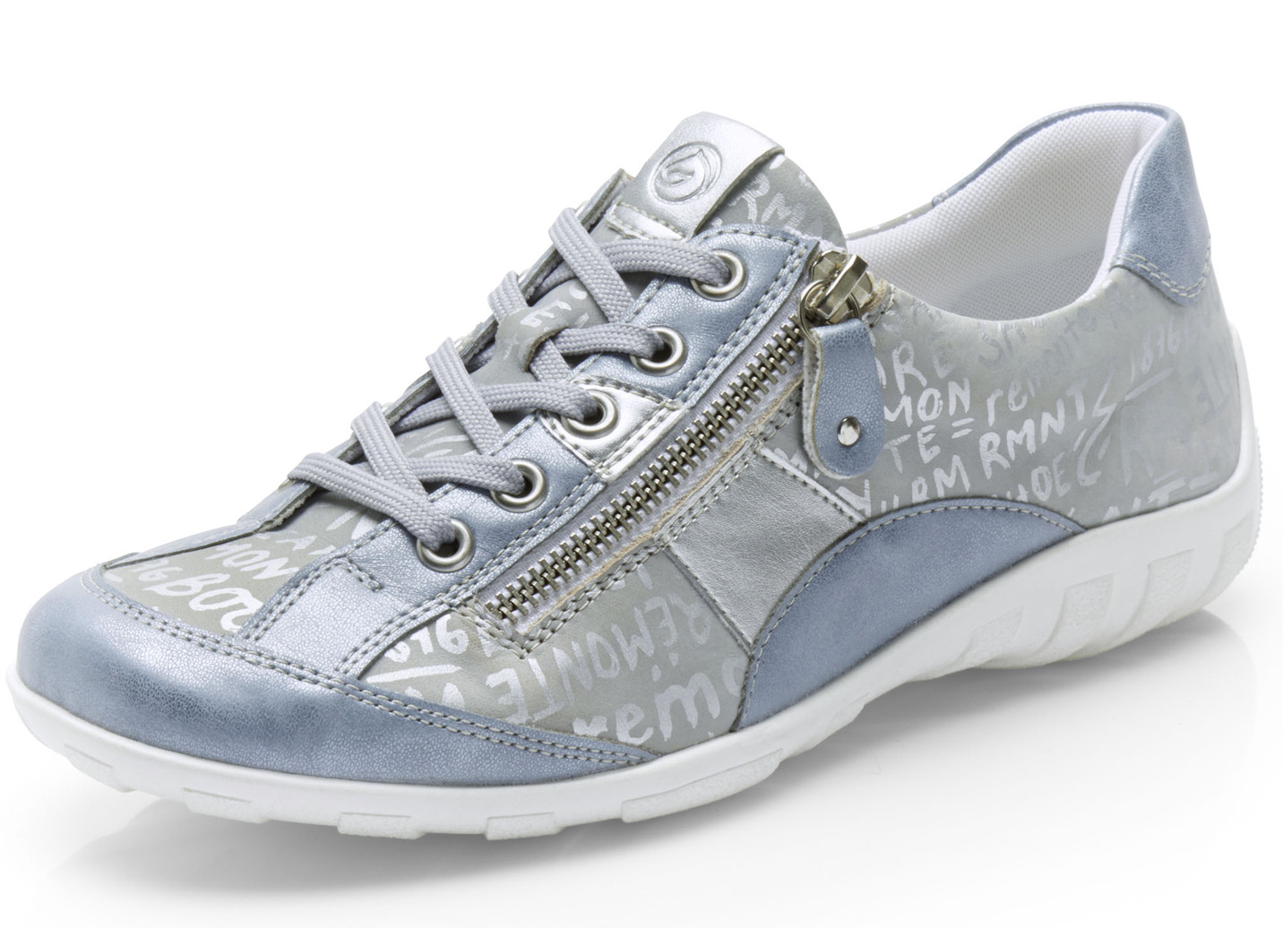 Remonte Sneaker mit  bedruckten Besätzen, Hellblau-Silber, Größe 40 von Remonte