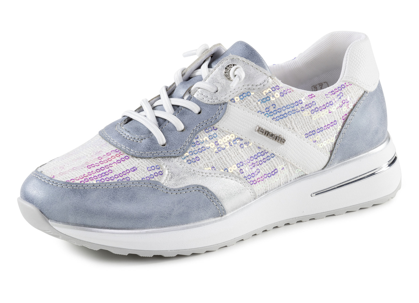 Sneaker mit schimmernden Pailletten, Bleu-Weiss, Größe 37 von Remonte