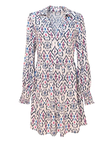 Replay Damen Kleid Langarm Knielang, Natural White/Pink/Blue/Azure 010 (Mehrfarbig), M von Replay