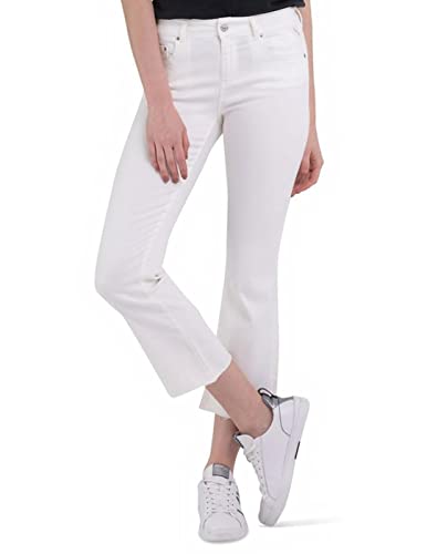 Replay Damen Jeans Schlaghose Faaby Flare Crop Flare-Fit, Natural White 100 (Weiß), 27W von Replay