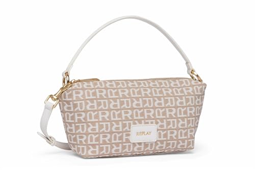 Replay Damen Handtasche mit Logo-Print, Mehrfarbig (Dirty White + Sand 1628), Onesize von Replay