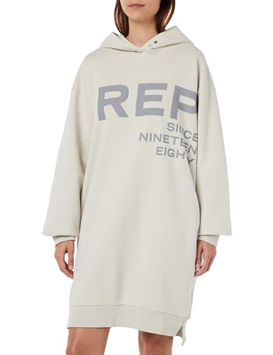 Replay Damen Hoodie Kleid mit Kapuze, Platinum 012 (Weiß), S von Replay