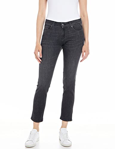 Replay Damen Jeans Faaby Flare-Fit Schlaghose mit Power Stretch, Black 098 (Schwarz), 25W / 30L von Replay