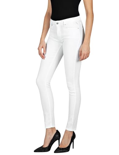 Replay Damen Jeans mit Stretch, Weiß (White 001), 27W / 28L von Replay