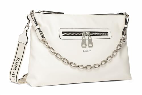 Replay Damen Schultertasche mit Tragegurt, Weiß (Dirty White 002), Onesize von Replay