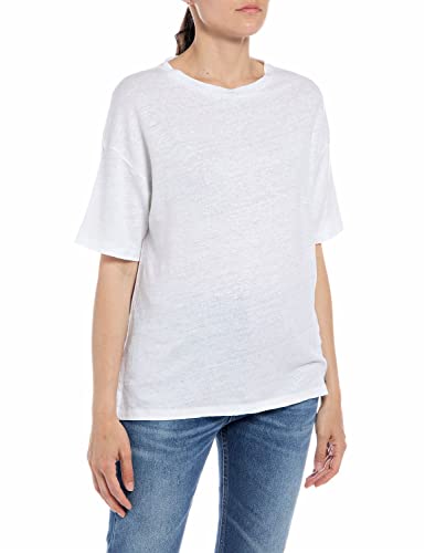 Replay Damen W3786 T-Shirt Westlich, 001 White, M von Replay