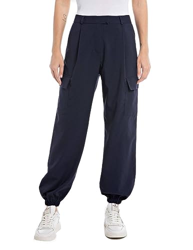 Replay Damen Stoffhose mit Bund, Blue 086 (Blau), 30 von Replay