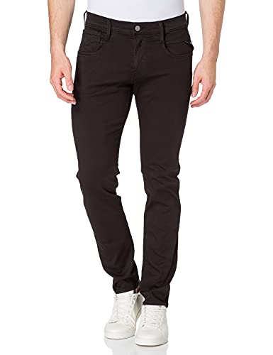Replay Herren Jeans Anbass Slim-Fit Hyperflex Colour X-Lite mit Stretch, Black 040 (Schwarz), 28W / 30L von Replay