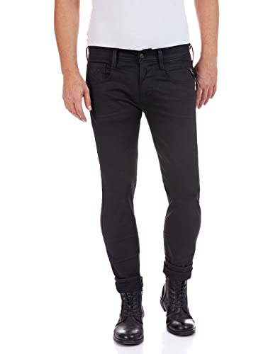 Replay Herren Anbass Hyperflex Re-Used Jeans, Schwarz (098 Black), 33W / 32L von Replay