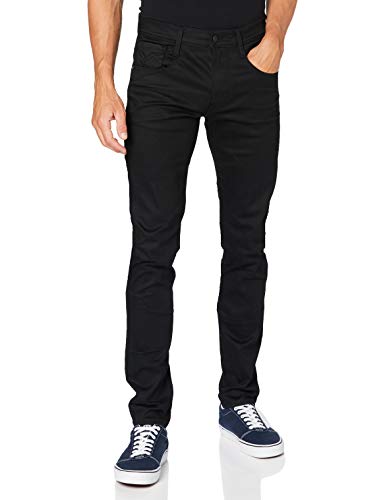 Replay Herren Anbass Hyperflex Re-Used Jeans, Schwarz (098 Black), 33W / 34L von Replay