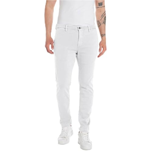 Replay Herren Chino Zeumar Slim-Fit Hyperflex X-Lite mit Stretch, Pearl Grey 209 (Grau), 32W / 32L von Replay