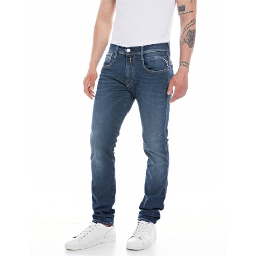 Replay Herren Jeans Anbass Slim-Fit Hyperflex mit Stretch, Dark Blue 007-1 (Blau), 33W / 30L von Replay