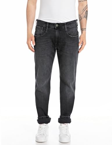 Replay Herren Jeans Anbass Slim-Fit, Black Delavè 099 (Schwarz), 33W / 34L von Replay